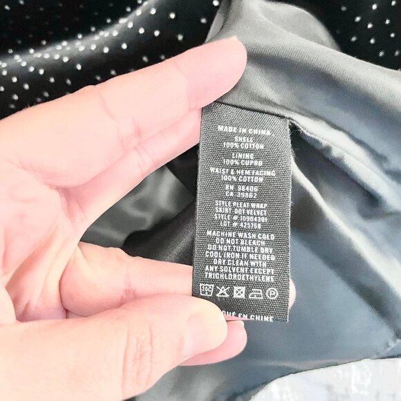 NWT Theory Pleat Wrap Skirt Black/White Dot Velvet Size 6 - Picture 6 of 7